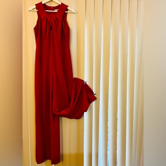Calvin Klein Pants - Calvin Klein Red Sleeveless Wide-Leg Jumpsuit – Size 6